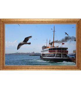 Çerçeveli Paspartulu Manzara Tablo bm0949 (Gold)
