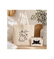 Le Vion I'm ameowzing - Baskılı Bez Çanta 38x42 cm 170 Gr Omuz Çantası Kadın Alışveriş Çantası