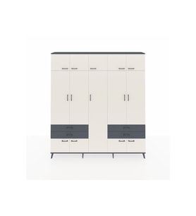 Arges Dolap 12 Raflı 4 Çekmeceli 2 Askılı 220x30x243 Antrasit-Aytaşı/Antrasit