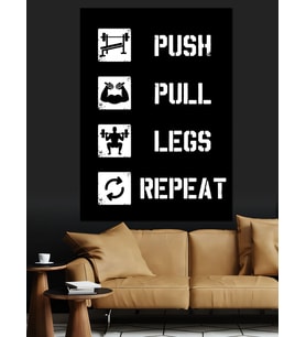 Push Pull Legs Motivasyon Yazısı Gym  Dekoratif Kanvas - Mdf Ahşap Tablo
