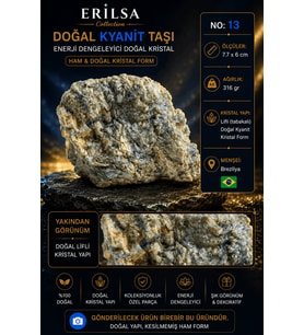 Sertifikalı Doğal Kyanit Taşı Ham Kristal Kütle Dekoratif Koleksiyonluk Taş No13
