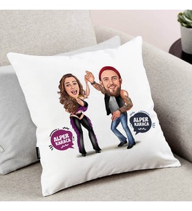 Kişiye Özel Aykırı Çiftler Karikatürlü Yastık