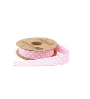 Biyelli Pembe Puantiyeli Pamuk ( Koton ) Biye 2 cm - 25 m