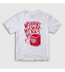 Presmono Unisex Çocuk Beyaz Washing Machine Heart Mitski T-Shirt 545769tt (Beyaz)