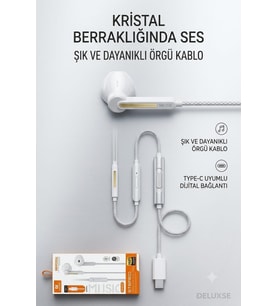 C22 TYPE C KABLOLU MİKROFONLU KULKALIK (BEYAZ, Kulak içi)