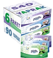 Familia Islak Havlu Mendil 90 Yaprak Karma 6 Lı Set (Lavanta-Mineral-Yeşilin Tazeliği) 540 Yaprak