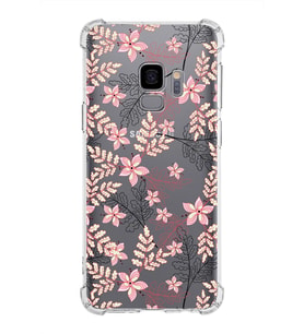Samsung Galaxy S9  Köşe Korumalı Antişok Kapak Floral Kırmızı Tasarımlı Şeffaf  Kılıf
