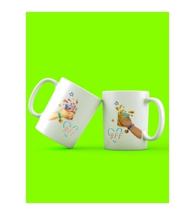 Best Friends Forever BFF İçecekli Tasarım 2'li Kupa Seti