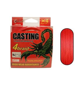 Captain Casting Pe 4 Kat Spin İp Misina 0,08Mm 150Mt Kırmızı