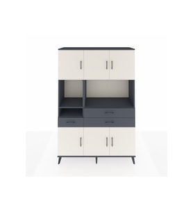 Hyperion Dolap 9 Raflı 3 Çekmeceli 6 Kapaklı 132x44x195 Antrasit-Aytaşı/Antrasit