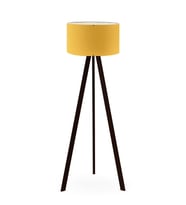 Art Tripod Ahşap Ayaklı Lambader Köşe Lambası Sarı Kumaş