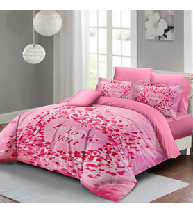 MONOHOME Sevgililer Günü Çift Kişilik Nevresim Takımı %100 Pamuk Saten I Love You (Pembe)
