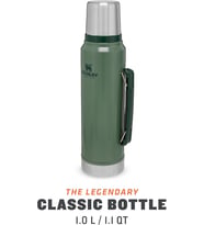 Stanley Classic Legendary Vakumlu Çelik Termos, Yeşil (Hammertone Green), 1 Litre (Standart)