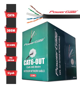 Powergate Cat6-out-cca, Outdoor (dış Mekan), Polietilen, 23awg 0.57mm, Utp, Cat6, Cca Kablo, 305m, S