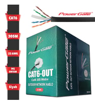 Powergate Cat6-out-cca, Outdoor (dış Mekan), Polietilen, 23awg 0.57mm, Utp, Cat6, Cca Kablo, 305m, S