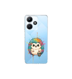 Infinix Hot 30i ile Uyumlu Splash Kirpi Tasarımlı Şeffaf Silikon Kılıf