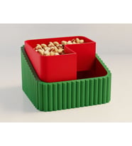 3D Baskı Fıstık Kasesi - Çift Hazneli Kabuk Ayırıcı Sunum Kasesi - Yeşil Kırmızı