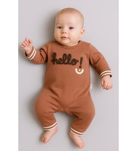 Hello Nakışlı % 100 Pamuk Erkek Bebek Tulum