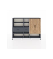 Arges Dolap 10 Raflı 2 Çekmeceli 2 Kapaklı 220x30x163 Antrasit-Çam/Antrasit