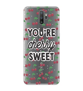 Oppo A5 2020 / A9 2020 Uyumlu Kiraz Desenli Şeffaf Telefon Kılıfı