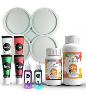 S03 Bardak Altlığı Epoksi Başlangıç Seti 3 Reçine Pigment Silikon Kalıp