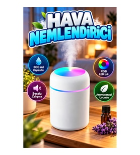 RGB Işıklı Ultrasonik LED Hava Nemlendirici Buhar Makinesi 300 ml