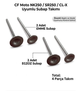 CF Moto NK250 - SR250 Subap Seti 4'lü (2018-2024 Uyumlu) Emme Egzoz Sibop Supermto