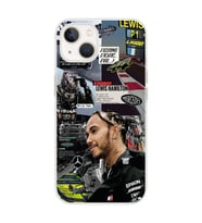 Iphone 14 Plus Uyumlu Lewis Hamilton Kolaj Tasarımlı Şeffaf Telefon Kılıfı