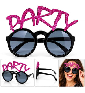 Fuşya Simli PARTY Yazılı Parti Gözlüğü