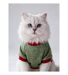Çilek Tadında Kedi Sweatshirt Yeşil Kırmızı Sıcak Tutan Yumuşak Kedi Kıyafeti