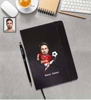 Kişiye Özel Milli Takım Karikatürlü Siyah Defter Touchpen Kalem Hediye Seti Bay-1