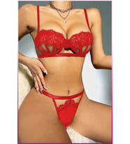 Midye Model Sütyen Takım - Kırmızı