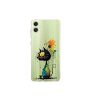 Samsung Galaxy A06 ile Uyumlu Splash Kedi Tasarımlı Şeffaf Silikon Kılıf