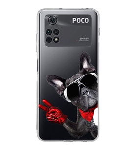 PrintiFy Poco M4 Pro 4G ile Uyumlu Köpek 2 Kamera Korumalı Şeffaf Kılıf