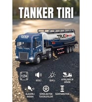 1:24 Ölçek Diecast Metal Kafa Işıklı ve Sesli Oyuncak Tanker Tırı - Ayrılabilir Dorseli Model Araba