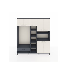 Hyperion Dolap 11 Raflı Tek Çekmeceli 7 Kapaklı 220x44x243 Antrasit-Aytaşı/Antrasit