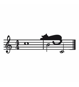 Notalarda Uyuyan Kedi Duvar Sticker Siyah 21x6 cm