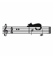 Notalarda Uyuyan Kedi Duvar Sticker Siyah 21x6 cm