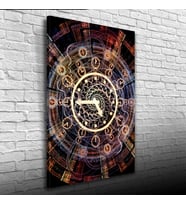 Duvar Saati Kahverengi Tonlarda Kanvas Tablo 50 x 70