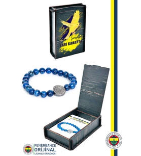 Fenerbahçe Orijinal Lisanslı Fb Lapis (8mm) Doğaltaş Bileklik Kanarya Baskılı Hediyelik A (Siyah)