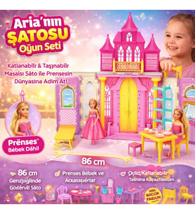 Aria’nın Şatosu Prenses Oyun Seti Katlanabilir Taşınabilir Şato ve Prenses Bebek