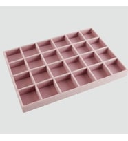 Yerli Üretim Süet Kumaş Pembe Renk 34 cm / 24 cm  24 Bölmeli Çekmece İçi Takı Standı
