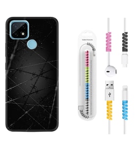 Realme C11 C21 C21Y C25Y C11 2021 Kılıf Kablo Koruma Spiral Silikon Dikenli Tel 1779