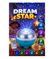 DREAM STAR Yıldız Projeksiyon Gece Lambası – RGB LED, Bluetooth Hoparlör, Uzaktan Kumanda, 7 Renk