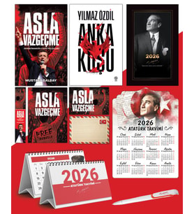 Asla Vazgeçme - Ayraç - Kartpostal - Poster - Anka Kuşu -  2026 Ajanda İstikbal - İstikbal Ahşap Duvar Takvimi - Masa Takvimi