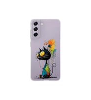 Samsung Galaxy S21 FE ile Uyumlu Splash Kedi Tasarımlı Şeffaf Silikon Kılıf