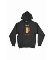 Brüksel Belçika Bayraklı Kalpli Siyah Sweatshirt Hoodie
