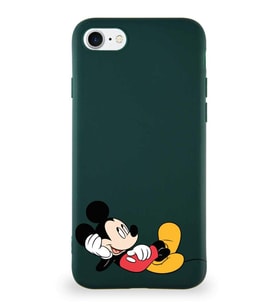 Apple iPhone 7 Soft Premier Kapak Mickey Mouse-F Tasarımlı Silikon Kılıf - Yeşil (Şeffaf)