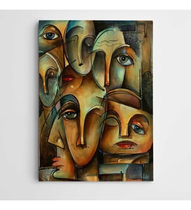 Yüzler Modern Sanat Kanvas Tablo