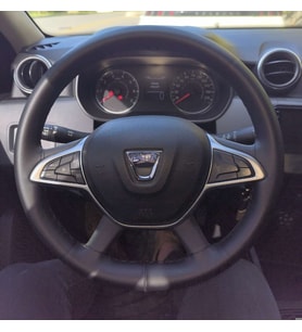 DİKİŞLİ DİREKSİYON KILIFI SİYAH SOFT BENTLİ DERİ SİYAH DİKİŞLİ DACİA DUSTER İÇİN